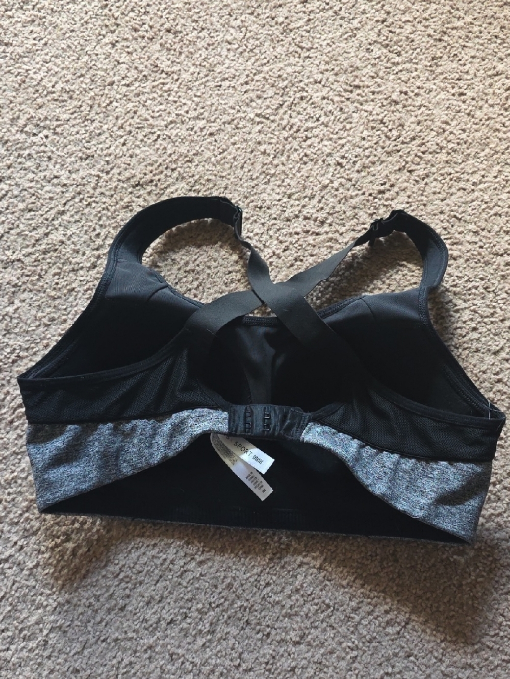 Victoria's Secret Black and Heather Gray Crossback Sports Bra